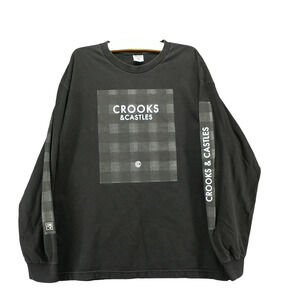 Crooks & Castles Men's Sweatshirt Black XL Cotton Knit Pullover Long Sleeve